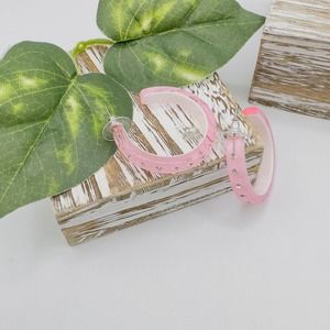 Vintage Pink & White Lucite Rhinestone Hoop Earrings
